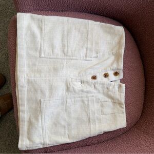 Forever 21 White Corduroy Mini Skirt with Pockets, High-Waisted size M